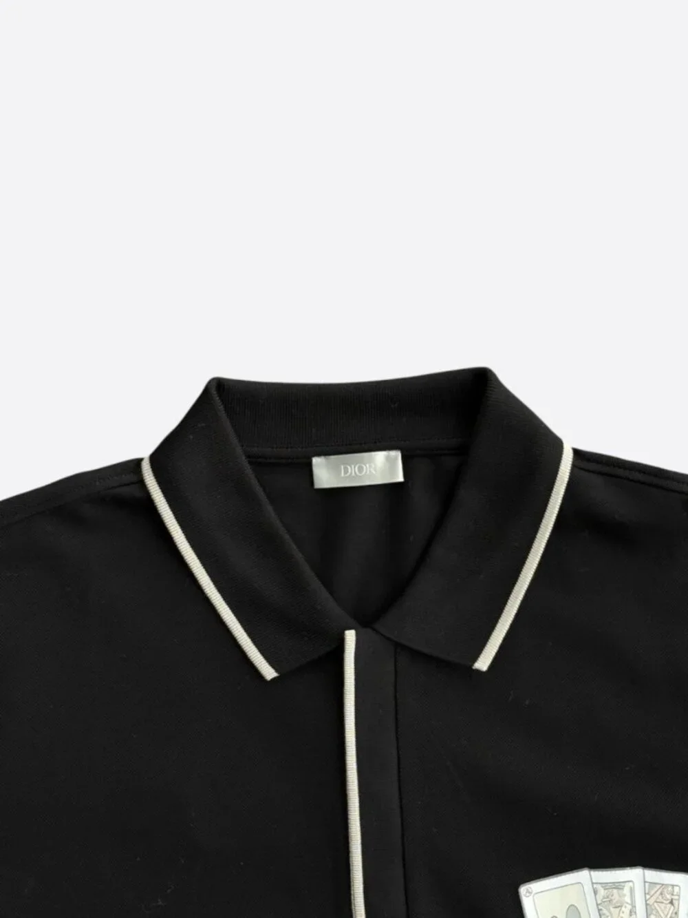 Dior Kenny Scharf Black & White Cards Logo Polo T-Shirt